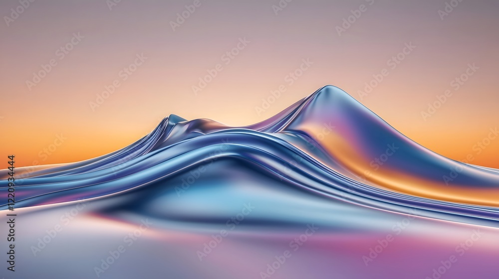 Poster radiant fluid landscape a serene sunset composition in a modern abstract style featuring soft flowin