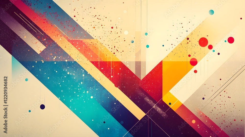 Poster Captivating abstract geometric textures blending colorful patterns and sleek designs creating a striking and visually appealing digital background suitable for creative design projects presentations