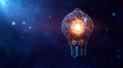 Glowing Lightbulb in Space