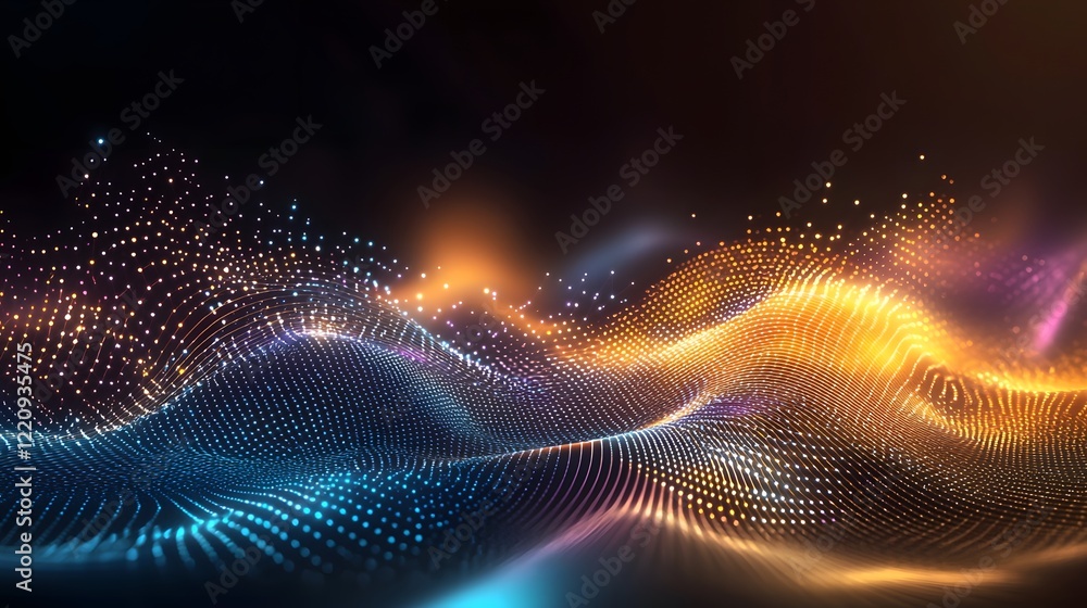 Aufkleber Futuristic Digital Abstract 3D Background with Geometric Shapes and Glowing Connectivity Lines Representing Technological Processes Network and Data Storage with Ample Copy Space for Text
