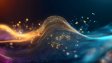 Vibrant and dynamic digital abstract background featuring futuristic geometric shapes glowing lines and particle effects representing technological processes network connectivity