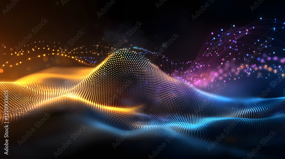 Aufkleber Futuristic 3D abstract digital background featuring complex flowing patterns and structures symbolizing science education and advanced technology with a modern and dynamic visual style