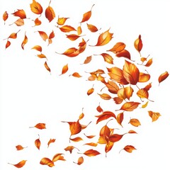Obraz premium Elegant Falling Leaves in Autumn Colors Against a White Background for Seasonal Design and Decoration Purposes