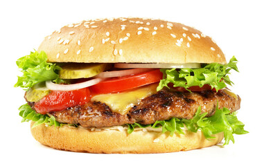 Grilled Cheeseburger isolated  on white Background