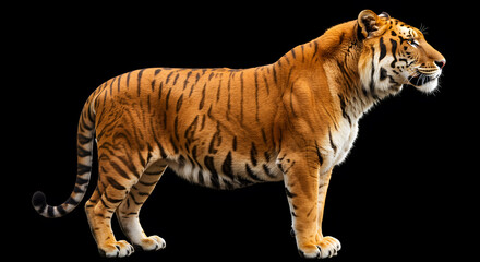 Obraz premium Majestic Bengal Tiger: A Stunning Profile Against Black