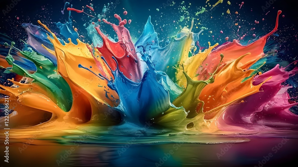 Fototapete Vibrant and Dynamic Abstract Paint Splash Blending Seamlessly to Create a Lively and Energetic Visual Composition Perfect for Modern Design Aesthetics and Digital Art Backgrounds