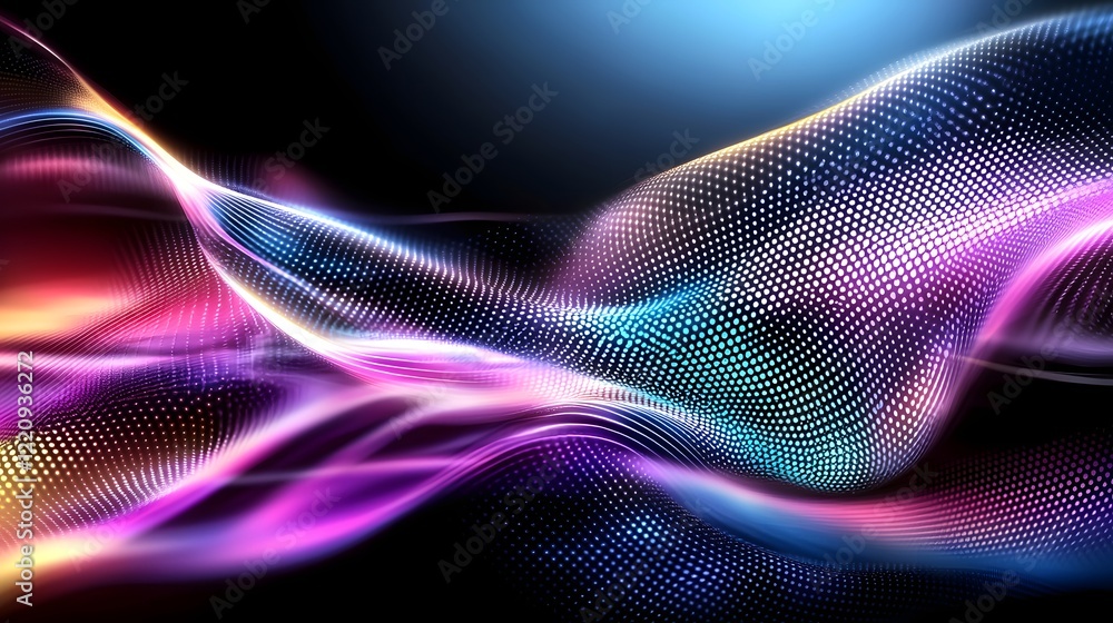 Poster mesmerizing waves of luminous hues captivating abstract digital artwork showcasing colorful flowing 