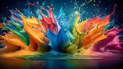 Fototapeta premium Vibrant and Dynamic Abstract Paint Splash Blending Seamlessly to Create a Lively and Energetic Visual Composition Perfect for Modern Design Aesthetics and Digital Art Backgrounds