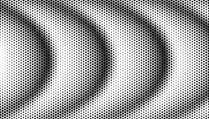 Black and white abstract geometric pattern with halftone effect. Hexagon shape for modern background design. Vector Format Illustration 