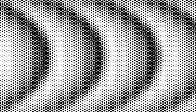 Black and white abstract geometric pattern with halftone effect. Hexagon shape for modern background design. Vector Format Illustration 