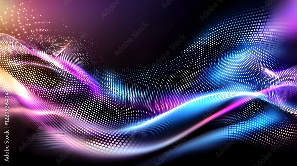 Aufkleber Mesmerizing Waves of Vibrant Fluid Light in Shimmering Shades of Purple Blue and Pink   A Captivating and Dynamic Abstract Visual Experience with Smooth Gradients and Glowing Highlights