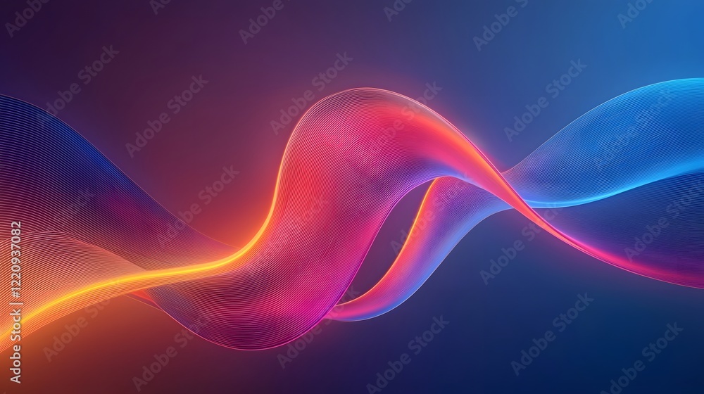Aufkleber Visually striking and futuristic 3D abstract design featuring smoothly flowing neon like lines and curves in a captivating colorful composition creating a dynamic and energetic digital art backdrop