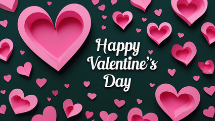 Valentines Day Graphic, Heart Cutouts with Pink Layer Generative AI.