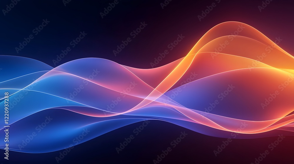 Poster Mesmerizing Neon Flow   Vibrant Abstract 3D Render with Elegant Curving Lines Creating a Futuristic and Dynamic Visual Effect on a Dark Background