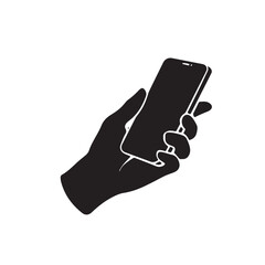 hand holding a phone vector design 