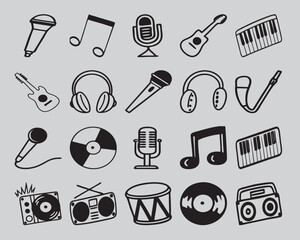 Obraz premium Music Icons Set Instruments & Equipment