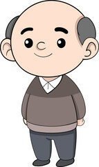Happy Old Man Cartoon Illustration in Relaxed and Casual Outfit