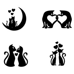 cat couple in a heart hug symbolizes warmth and inseparable bond