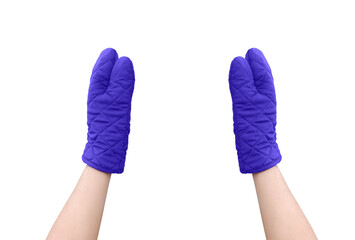 Blue microwave gloves  top view PNG transparent.