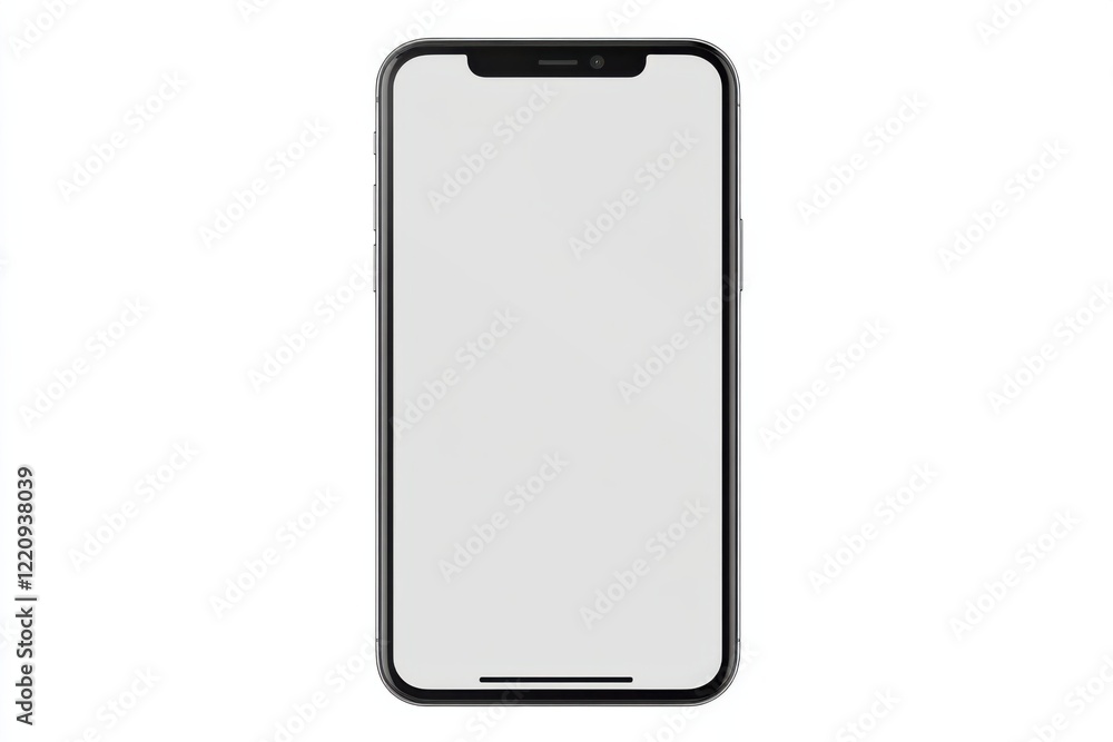 Poster smartphone with a blank screen on a pristine white backdrop, showcasing high-quality details and rea