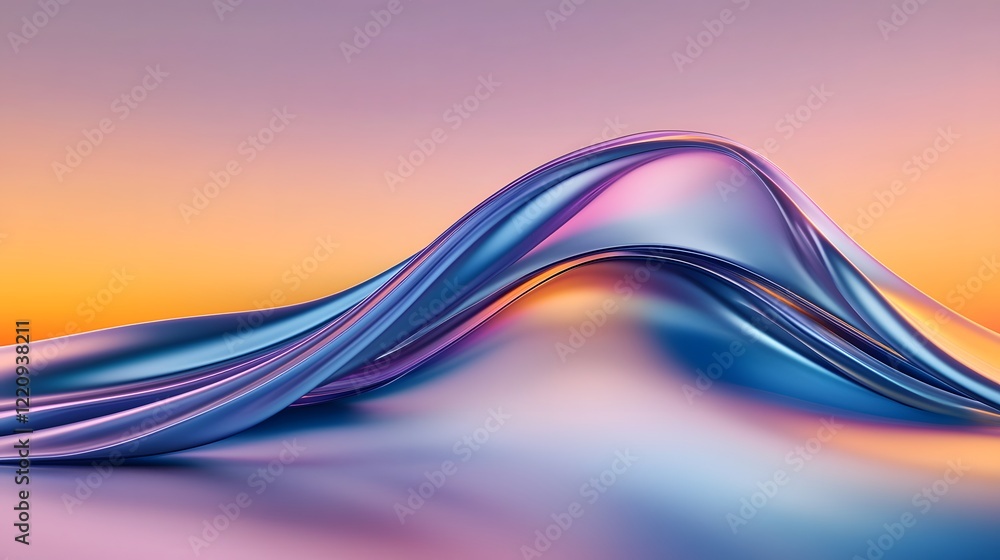 Poster captivating fluid sunset landscape vibrant abstract digital artwork showcasing smooth transitions of