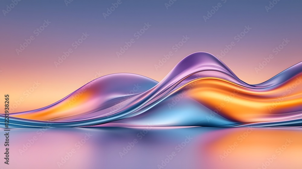 Aufkleber Vibrant and captivating abstract sunset landscape scene featuring a blend of warm and cool colors soft glowing gradients and fluid shapes that create a dreamy serene and tranquil atmosphere