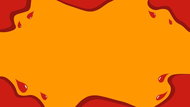 Red wave frame background on orange background. Bloody, fiery, hot, burning style background. Bloddy background.