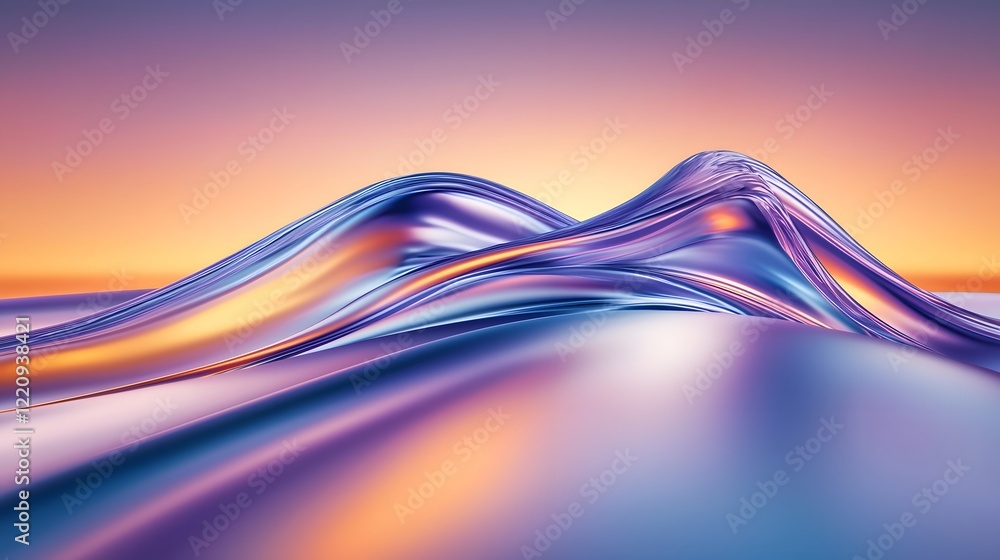 Poster Mesmerizing Surreal Abstract Landscape with Vibrant Glowing Hues of Red Orange and Purple Fading into Deep Blue Shadows Creating a Visually Striking and Captivating Scene