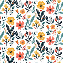  floral pattern with tropical leaves and flowers