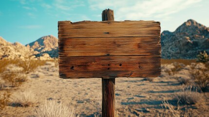Naklejka premium 1970s retro western movie poster featuring a desert scene with a wooden sign and bullet holes