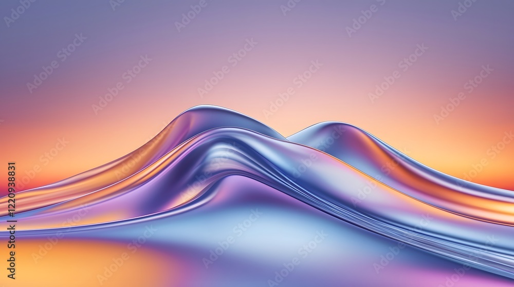 Leinwandbilder surreal and captivating digital of glowing sunset waves with vibrant hues of red orange and purple f
