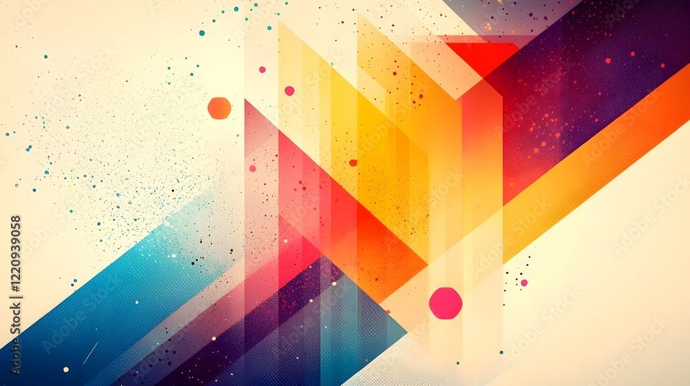 Poster Vibrant fusion of abstract colorful gradients and intricate geometric patterns creating a bold and modern digital wallpaper background design