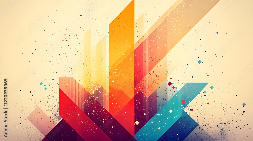 Poster Captivating abstract desktop wallpaper background featuring a fusion of vibrant colorful gradients and intricate geometric patterns creating a bold modern and visually striking design