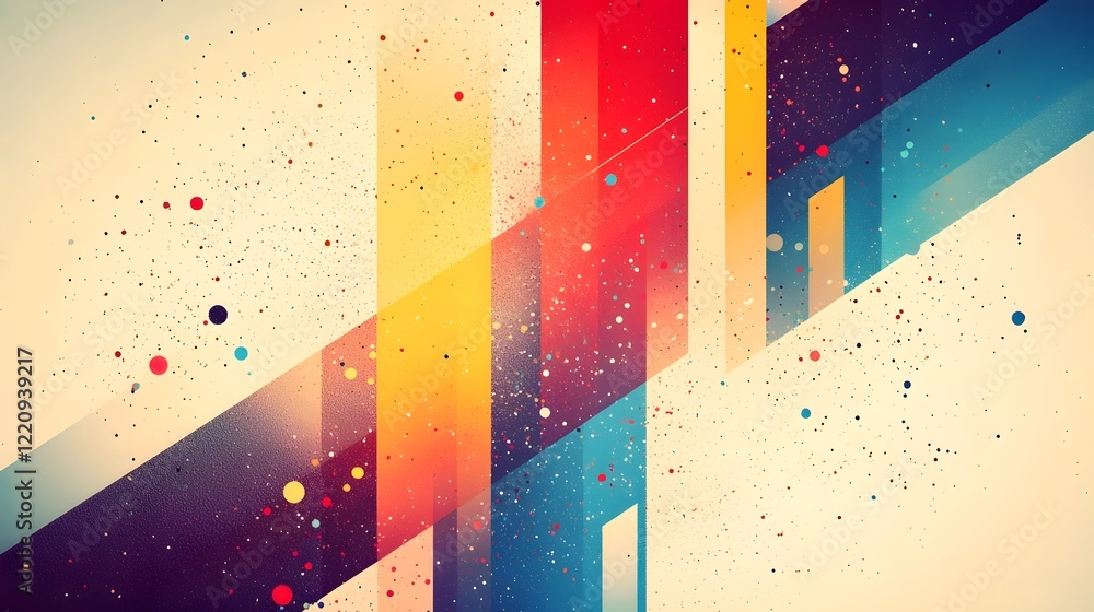Poster Captivating abstract digital wallpaper design featuring a harmonious balance of bold color splashes and intricate geometric structures
