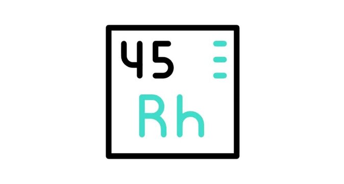 chemical element sign with atomic number rh 45