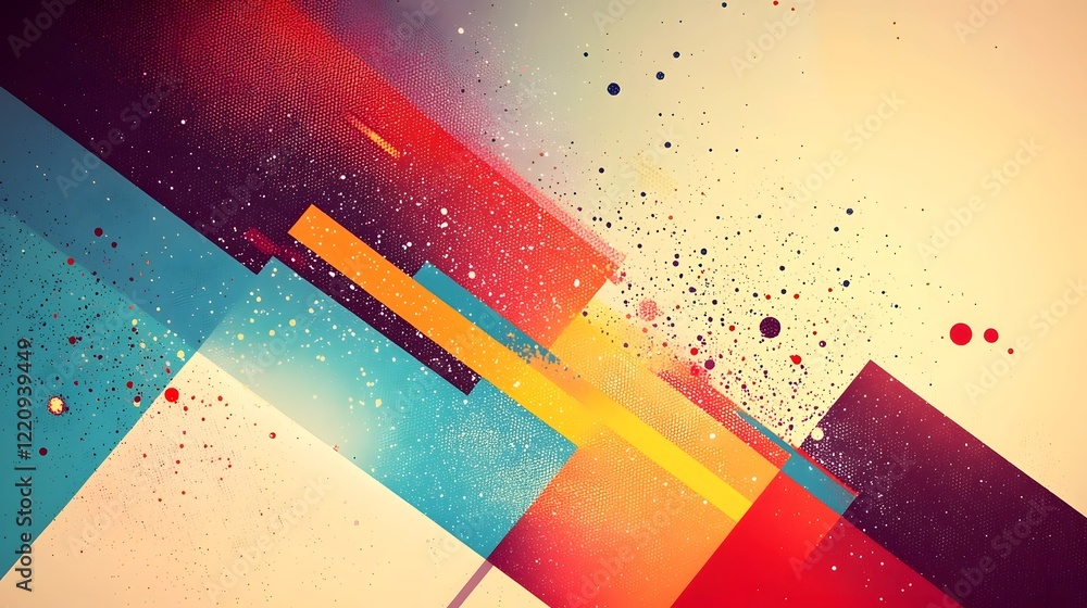 Poster Captivating modern abstract desktop background design featuring a dynamic composition of fluid color transitions bold geometric patterns and energetic splashes of vivid hues