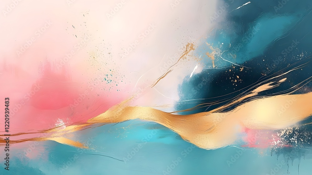 Poster Generative AI created abstract wallpaper showcasing a fusion of vivid colors and fluid patterns delivering a stylish and modern composition ideal for digital backgrounds and creative design projects