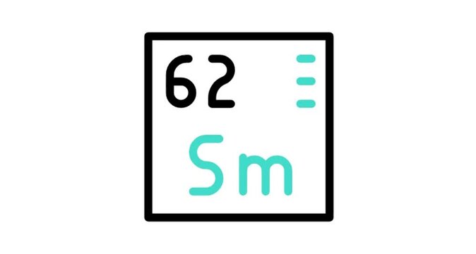 chemical element sign with atomic number sm 62
