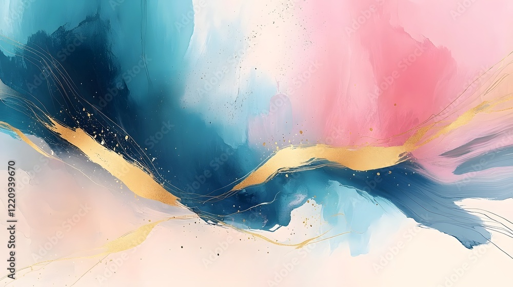 Poster vibrant abstract multicolored fluid brushstrokes texture wallpaper with dynamic contemporary design 