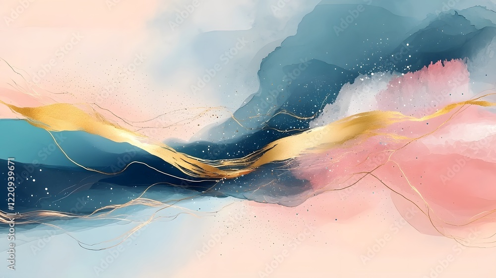 Aufkleber Captivating Generative AI Powered Abstract Wallpaper Featuring a Fusion of Vivid Colors Fluid Patterns and Dynamic Landscape Compositions Ideal for Digital Backgrounds Modern Websites