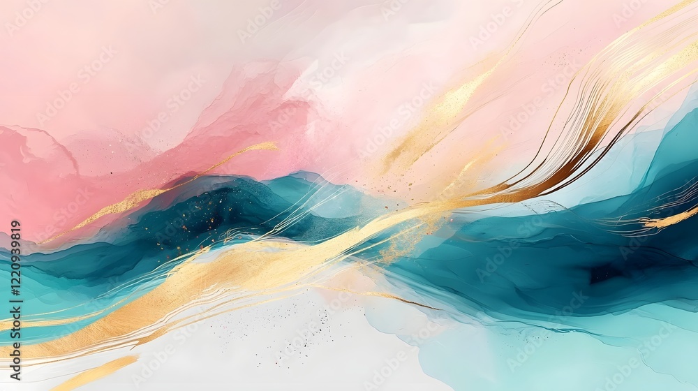 Poster Mesmerizing Generative Art with Dynamic Abstract Shapes and Multicolored Textures A captivating fusion of vibrant colors fluid forms and experimental digital an elegant and immersive background