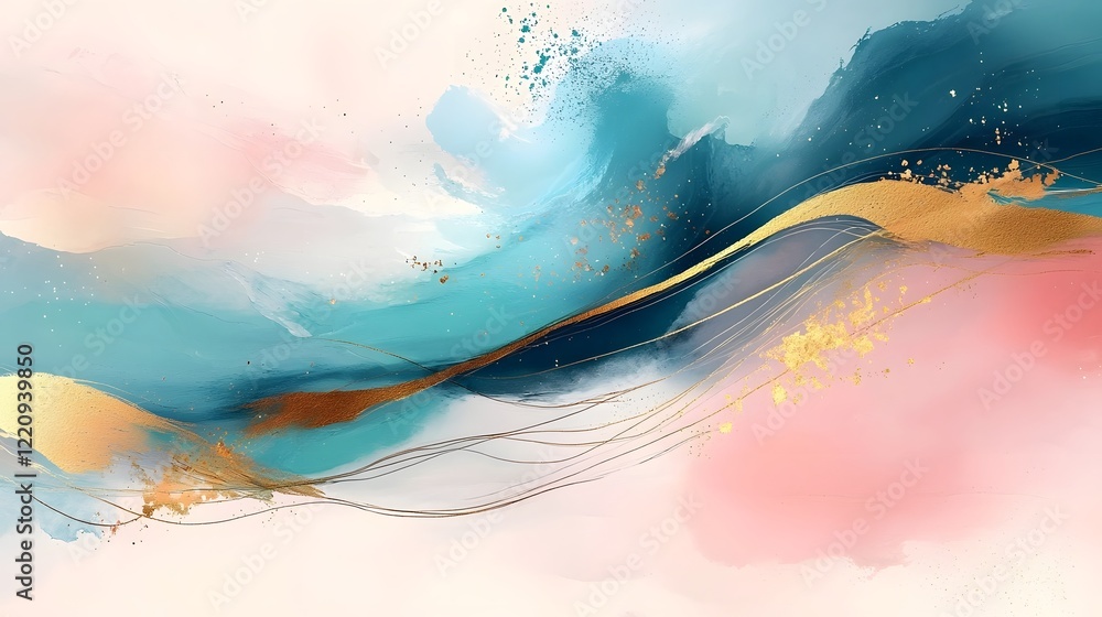Aufkleber captivating contemporary abstract design with expressive multicolored brushstrokes and smooth textur