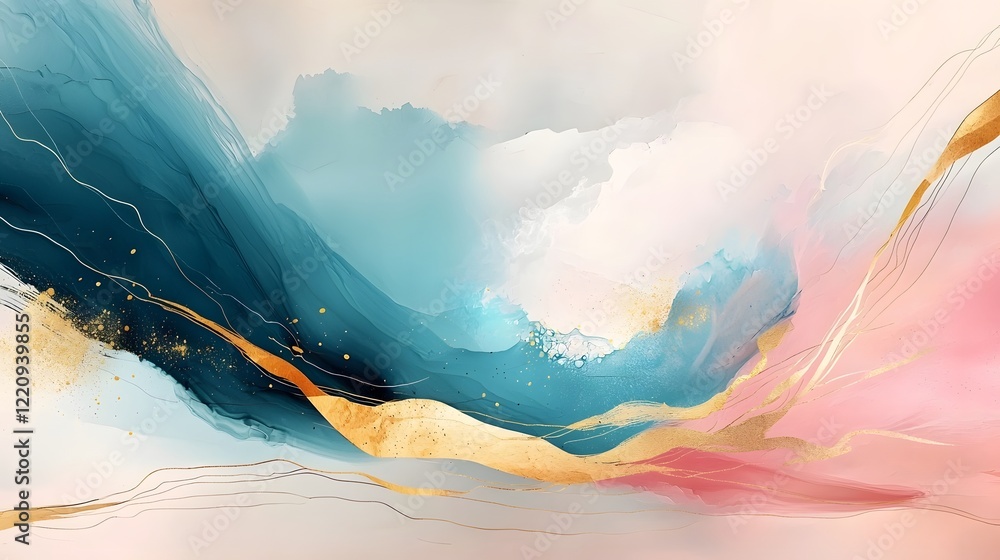Poster Mesmerizing Blend of Multicolored Textures and Dynamic Abstract Shapes in Elegant Generative Artwork