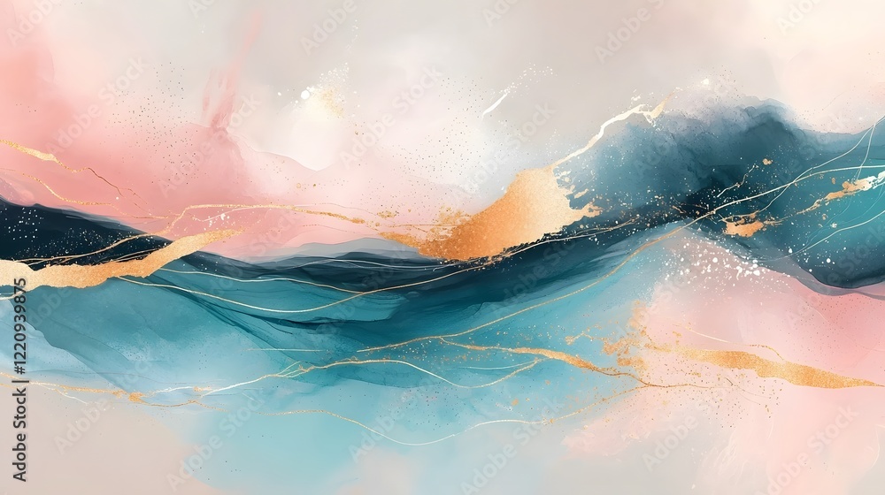 Poster Mesmerizing Multicolored Abstract Landscape with Dynamic Shapes and Textures A Captivating Blend of Fluid Forms Vibrant Hues