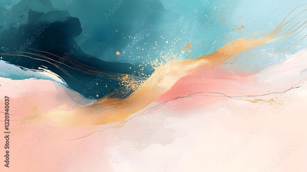 Poster Expressive and Contemporary Abstract Painting Wallpaper with Fluid Patterns Multicolored Brushstrokes and Depth Adding Movement  Serene and Visually Striking Digital Artwork