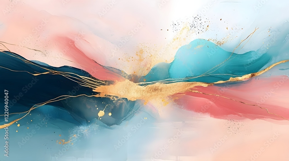 Fototapete stunning abstract painting with intricate layers of vibrant multicolored fluid textures creating a u