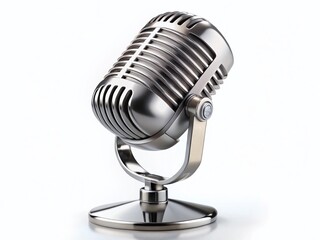 Professional Studio Shot of a Condenser Microphone on a Stand, Isolated on White Background