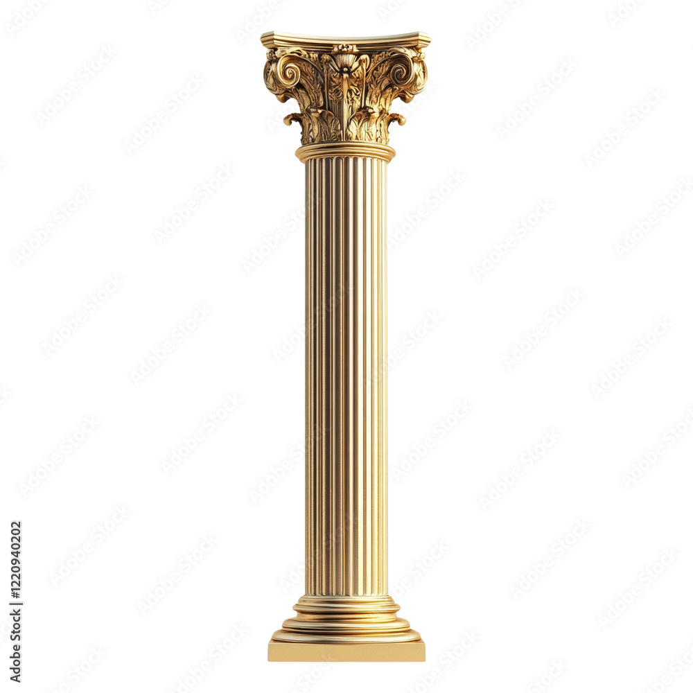 Poster the image shows a tall golden classical column with intricate detailing on a black background.