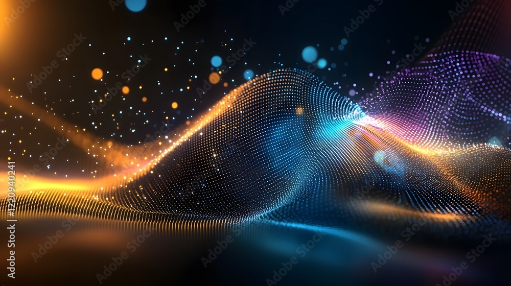 Poster Futuristic 3D digital background featuring smooth fluid structures and vibrant color gradients that represent the dynamic nature of science education and digital innovation