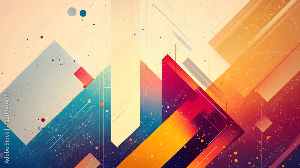 Poster Vibrant and bold abstract desktop wallpaper design featuring a fusion of colorful gradients and intricate geometric patterns creating a visually captivating visual composition
